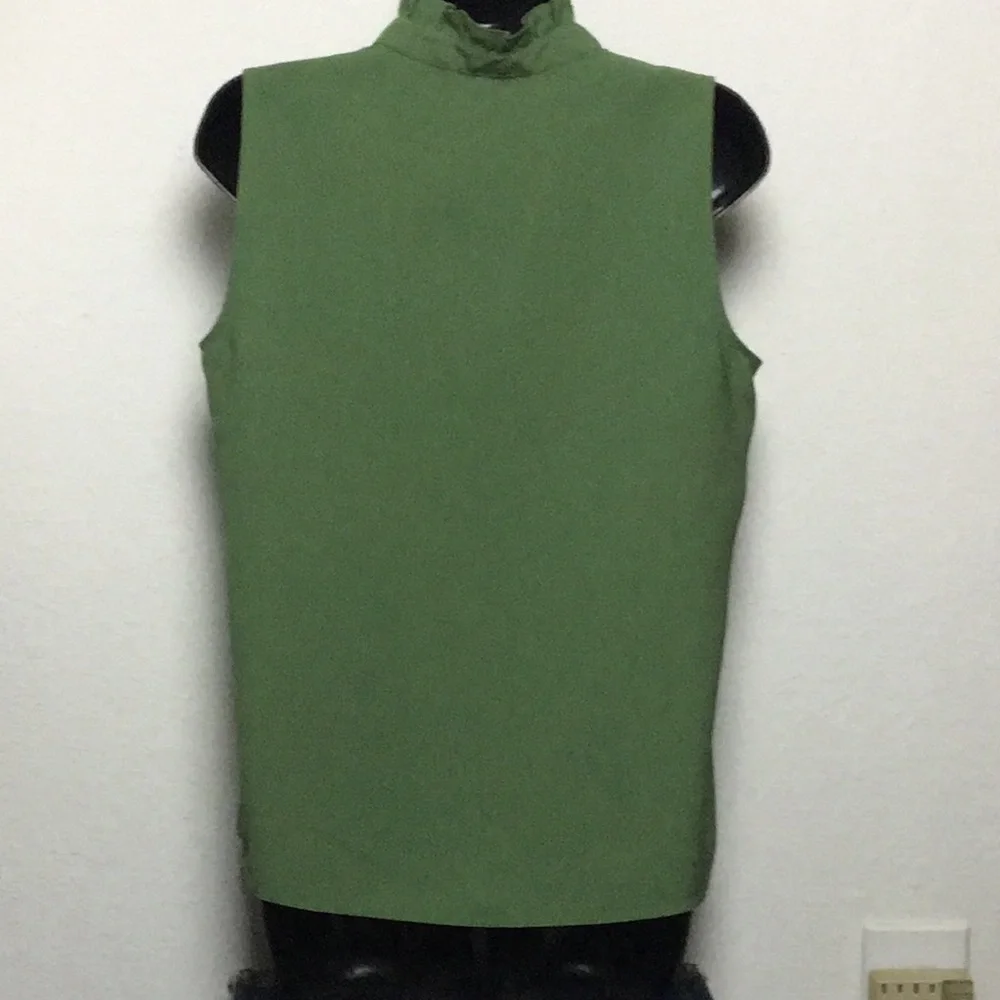 J. Crew Womens Green Sleeveless Ruffled Top (Size 6) - Picture 4 of 13